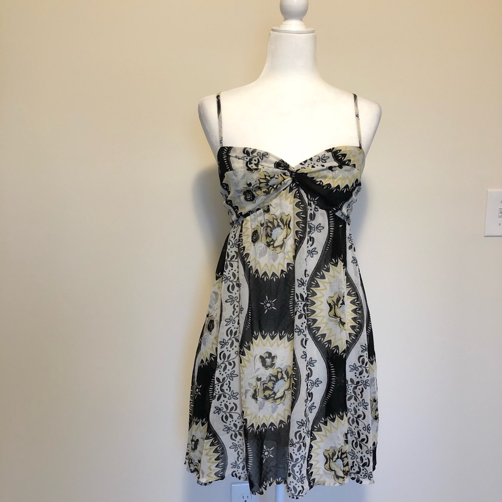 Free People Sheer Floral Spaghetti Strap Dress, M